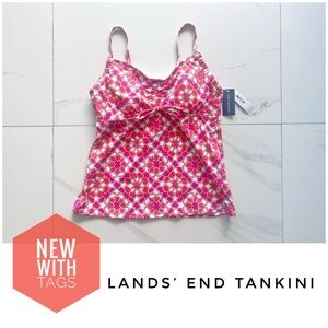 NWT Lands’ End tankini size 4 swimsuit pink mosaic new with tags
